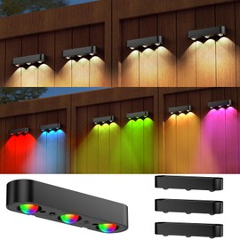 KUAEAY Luces Solares Pared RGB Exterior 4 Paquete, Aplique Pared Vallas Con 8 Colores 11 Modos, Iluminación Impermeable Decorada Patio,Trasero,Escalera,Jardin (Nergo-21cm)