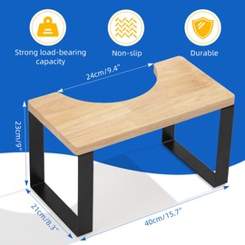 JFMkaer Wooden Bathroom Poop Stool, Portable with Metal Potty Stool Anti-Slip for Adults and Elders