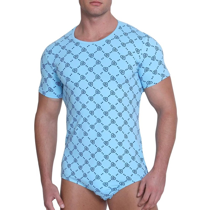 Landofgenie Mens Onesie Short Sleeve Pajamas One Piece Romper Basic