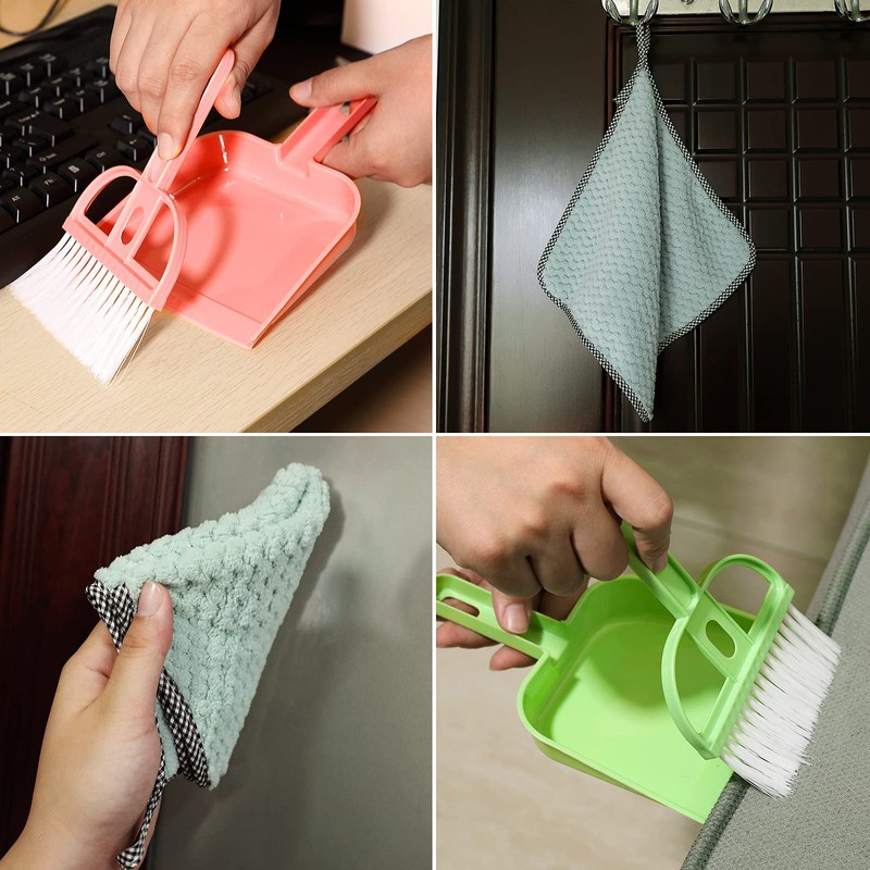 Lamoutor 3 Pack Mini Hand Broom and Dustpan Set Small