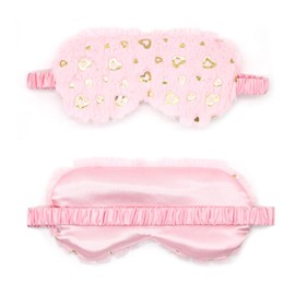 Eye Mask for Sleeping, Soft Fluffy Plush Sleep Mask Heart Breathable Silk Eye Cover Adjustable Novelty Blindfold for Women Girls Kids Night Nap Travel Meditation A7MRYHYZ