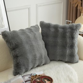 MANDIOO Pack of 2 Thick Plush Wool Decorative Throw Pillow Covers Super Soft Wave Bubble Fur Velvet Cushion Covers Pillow Shams for Couch Bed Living Room 20x20 Inch Gray