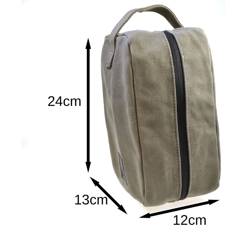 Meridian to-Go Mens Toiletries Wash Bag Khaki Heavy Waxed Canvas