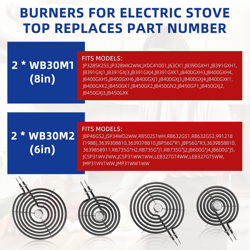 WB30M1 WB30M2 Electric Stove Burners Replacement Fit for G-E Stove