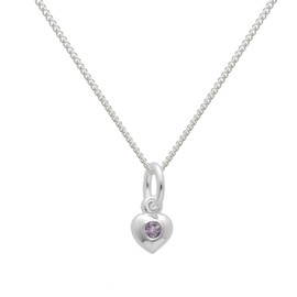 Sterling Silver & Alexandrite CZ Crystal June Birthstone Heart Necklace on 16 Inches Chain