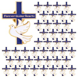 Misdary 25 Pcs Funeral Pins Christian Dove Cross Funeral Forever in Our Hearts Lapel Pin for Mourning Remembrance Day(Blue)