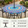 pickyNproud Round Tablecloth with Umbrella Hole and Zipper, Waterproof Wipeable