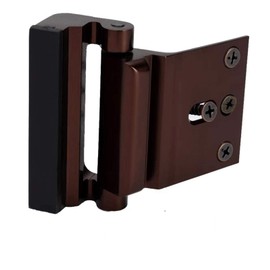 Door Reinforcement Lock with 4 Screws, Home Security Door Lock Stop for Toddler, Childproof Door Lock Night Lock Withstand 800 Lbs Brown