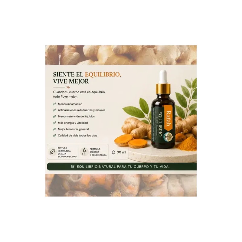 Tintura Equilibrio Rafah Wellness Cúrcuma Y Jengibre