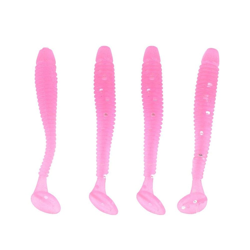 Micro Worms for Trout,Fishing Lures,50PCS Soft Plastic T Tail Grub