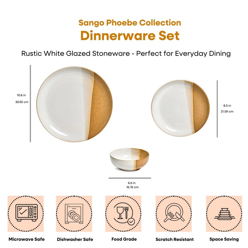 Sango Phoebe 12-Piece Multicolor Stoneware Dinnerware Set – Service for