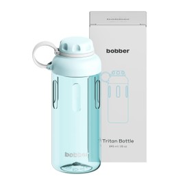 BOBBER 30 oz Tritan Water Bottle with Strainer for Fruit & Ice — Dishwasher Safe, Leak Proof, BPA & BPS-Free Water Bottle — Large Fitness Bottle for Women & for Men, Sturdy Tritan Plastic (Light Blue)