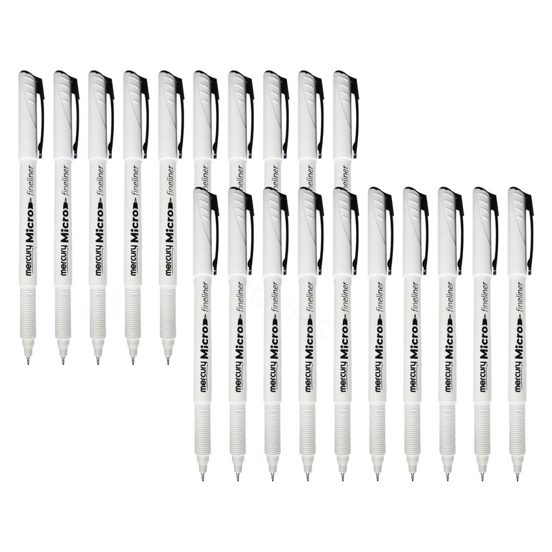 MERCURY Micro Fineliner Pens, BLACK, Ultra Fine Point (0.3mm), Pack