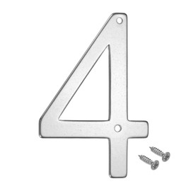 M METERXITY 1-Pack House Number, 4 Inch 304 Stainless Steel Mailbox Number Door Number Signage for Garden/Hotel/Mailbox/Address/Sign, House Number for Outside [Number 4, Silver]