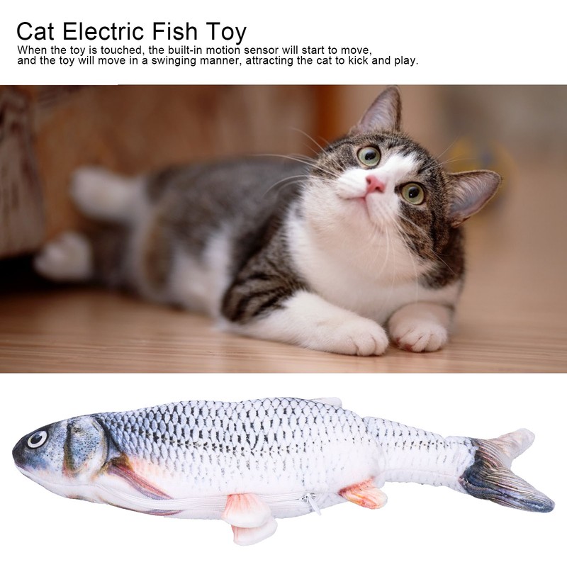 Electric Fish Cat Toy Plush Moving Wagging Jumping Automatic Simulation