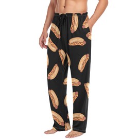 XUWU Hot Dog Sausage Print Men's Pajama Bottoms Lounge Pants Soft Comfy Long Pj Pant Sleepwear with Pockets L