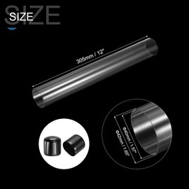 PATIKIL Clear Rigid Tube Round Plastic Tubing with Black Rubber Caps Polycarbonate Water Pipe, 305mm/ 12 Inch Length, 40mmx42mm/1.57"x1.65", 2 Set