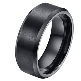 Simple Stainless Steel Ring for Men Women Black (Black, Size 9)