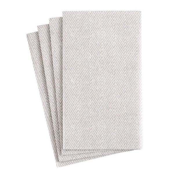 Caspari Jute Paper Linen Guest Towel Napkins in Flax - Four Packs of 12