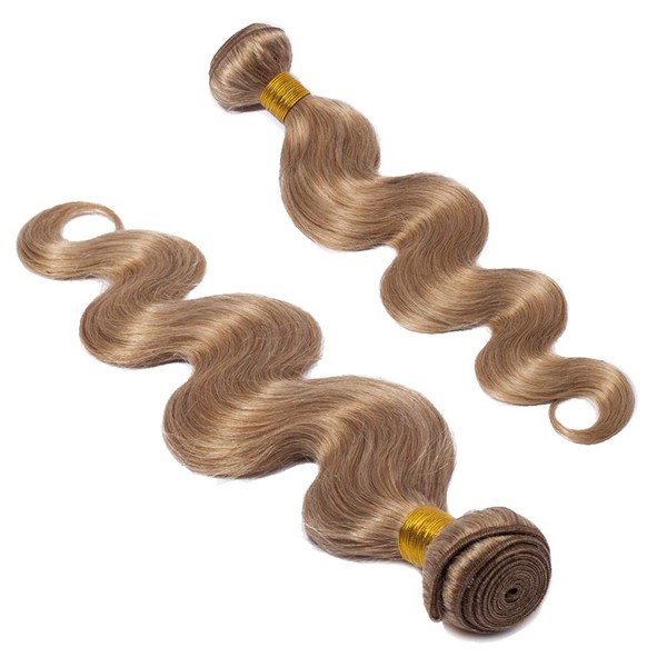 Benehair Human Hair Bundle Weft Sew in Natural Hair Dark Blonde 1 Bundle 18 inch Body Wave Unprocess Brazilian Soft Wavy Virgin Hair Weave for Afro American Black Women #27 100g