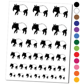 Simple Malayan Asian Tapir Temporary Tattoo Water Resistant Fake Body Art Set Collection - Brown (One Sheet)
