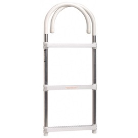 DotLine Boat Aluminum 3 Step Ladder – Folding Gunwale Hook Design, 11" Wide Hooks, Non-Marking Support Legs, 250 lb Capacity – Durable Marine Boarding Solution