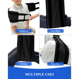 SPRING SEAON Transfer Sling - Essential Transfer Belt Lifting Strap for Elderly and Disabled with Mobility Aids- Lift Assist Gait Belts for Seniors for Home, Hospital, Nursing Care (Black)