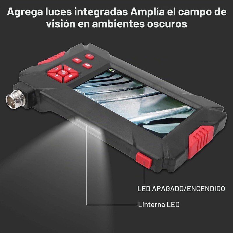 Walfront Boroscopio Industrial, Doble Lente, 9 LED, Pantalla LCD