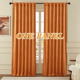 Timeper Pimpkin Orange Wheat Ear Pattern Velvet Curtains Light Blocking Chill & Heat Resistant Window Panels Privacy Curtains for Bedroom/Baby Nersury,Back Tab & Rod Pocket, W52 x L96, 1 Panel
