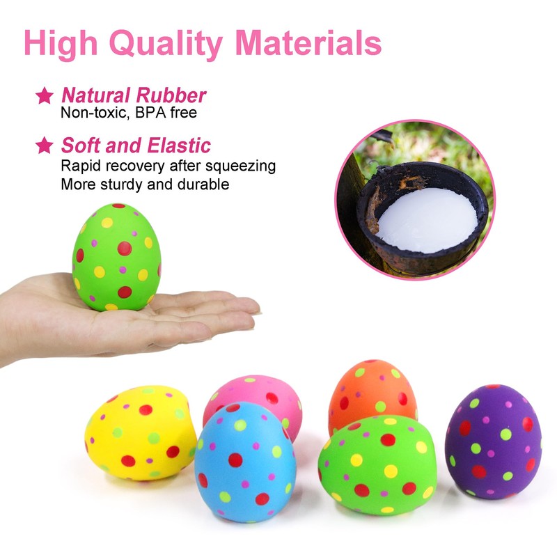 BRMDT Dog Squeaky Toys, 6 Pcs Egg Shape Interactive Rubber