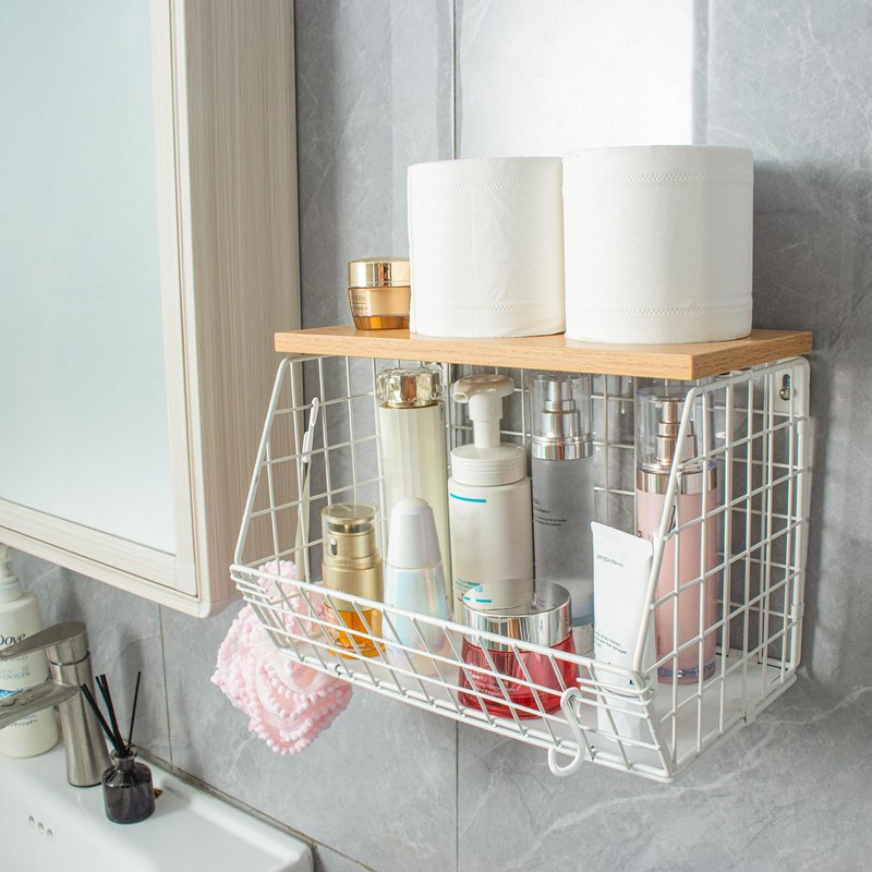 White Fruit Bowl Wire Basket Storage Pantry Fruit and Vegetable