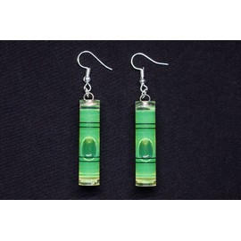 Miniblings Spirit Level Earrings – Handmade Fashion Jewellery I Scales Water Measuring Device Tool Works – Earrings Silver Plated, Cotton, Non-applicable