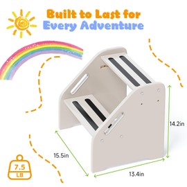 ywxibanjiaju Wooden Toddler Step Stool with Handles, Adjustable 2-Step Stool for Kids Bathroom Sink, Potty Training & Kitchen Helper, Non-Slip Feet for Child Safety