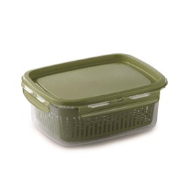 Snips Veggie SnipsLock 1.8 LT Rectangular Food Container with Removable Basket, 4 Safety Closures, Freshness Seal, Green, 22.5 x 17.7 x 9 cm, Made in Italy