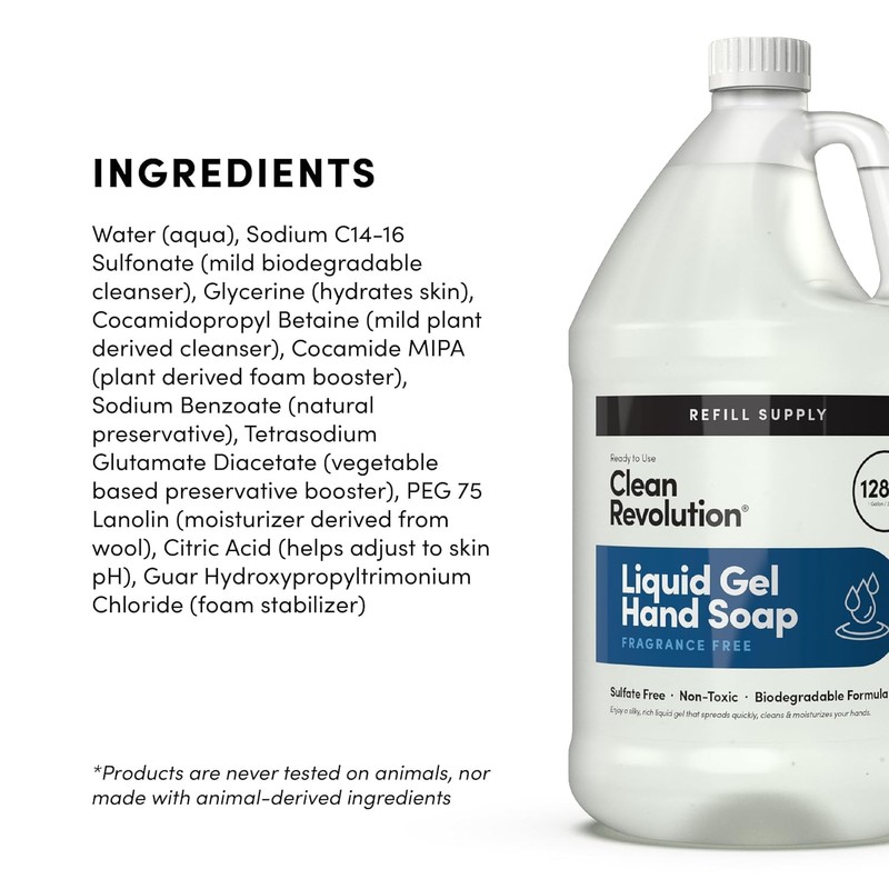 Clean Revolution Liquid Gel Hand Soap, Silky Rich Liquid, Quick