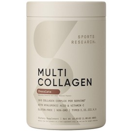 Multi Collagen Protein Powder (Type I, II, III, V, X) with Hyaluronic Acid + Vitamin C | 5 Types of Food Based Collagen, Great in Coffee & Protein Drinks | Non-GMO Verified, 30 Servings (Chocolate)