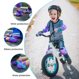 BOSONER Kids/Youth Knee Pad Elbow Pads Guards Protective Gear Set for Roller Skates Cycling BMX Bike Skateboard Inline Skatings Scooter Riding Sports, Wrist Guards Toddler for Multi-Sports Outdoor