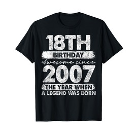 18 Year Old Gifts Vintage 2007 Limited Edition 18th Birthday T-Shirt