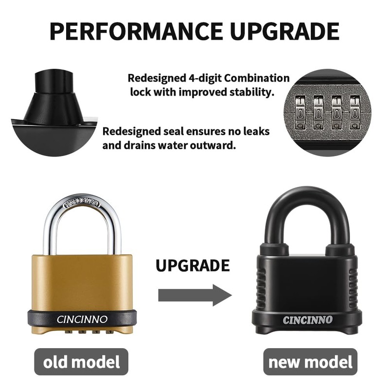 CINCINNO Heavy Duty Outdoor Combination Lock, 2 in. Wide Weatherproof