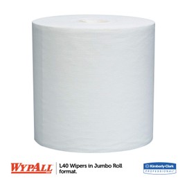 KIMBERLY-CLARK PROFESSIONAL* WYPALL L40 Wipers, Jumbo Roll, Perforated, 12 1/2 x 13 2/5, White, 750/Roll