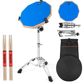 Drum Practice Pad Set, Lotkey 12" Drum Pad for Adult Kids with Snare Drum Stand,Double Sided,Drumsticks,carry Bag case (Blue)