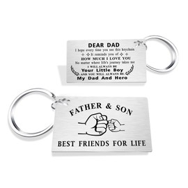 TGCNQ Christmas Keychain Gifts for Dad from Son, Gift for Dad Fathers Day Birthday Keyring with Heartfelt Love Message