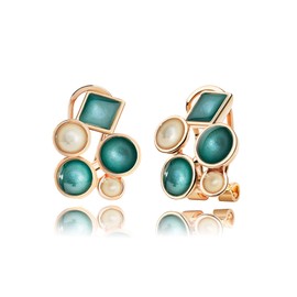 Bequem Ausgefallen Design Ohrringe Ohrstecker Schmuck für Damen (Stil 16 - Türkis und Weiß)