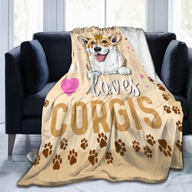VODRM Corgi Blanket Gifts for Kid Women Just a Girl Who Loves Corgis Soft Warm Lightweight Cozy Cute Animals Dog Throw Blankets for Bed Living Room Sofa Couch Decor 60x80in