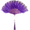 Huralona 1920s Vintage Style Flapper Hand Fan Embroidered Flower Marabou