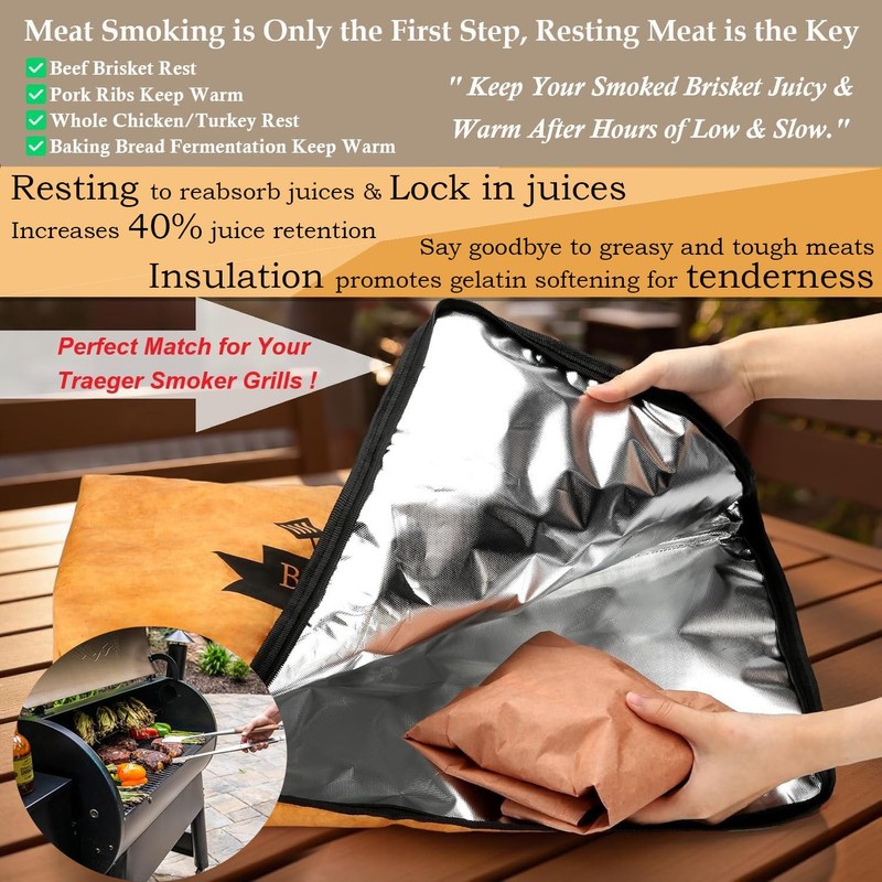 BBQ Blanket for Resting Meat Compatible with Traeger Smoker Grill,