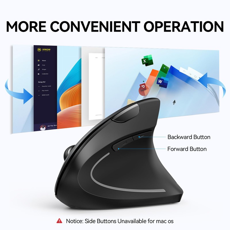 TECKNET Ergonomic Mouse, Wireless Bluetooth Vertical Mouse, 4800 DPI High