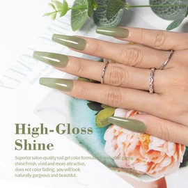 RARJSM Nude Gel Polish Gray Green Translucent Sheer Green Jelly Gel Nail Polish Single Bottle 15ml Soak Off UV LED Cured Sage Green Natural Gel Polish for Nail Art French Manicure at Home Salon
