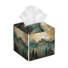 Square Tissue Boxes(5.2"x5.2"x5.2"), Mountains Trees Landscape Sunrise Tissue Holder Decor