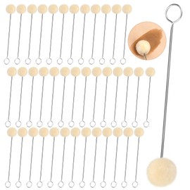 TLKKUE 60Pcs Wool Daubers with Metal Handle, Wool Daubers Ball Brush, Leather Dye Applicator, Leatherworking Tools for DIY Projects Leather Dyeing Repair Kit, 6in/60pcs